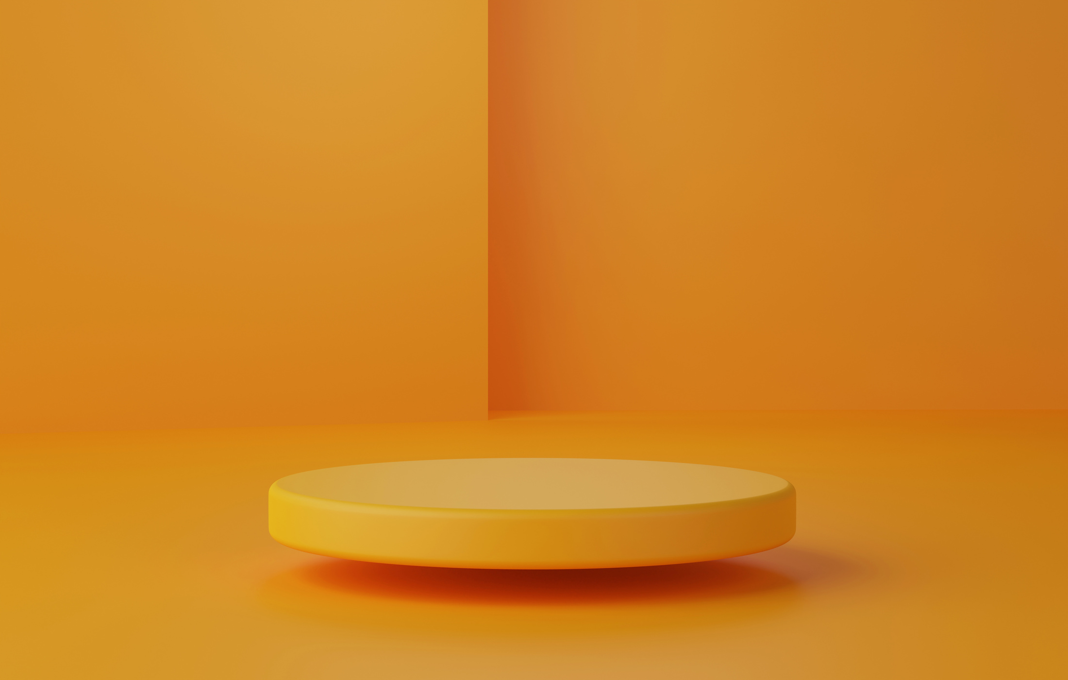 Circle orange podium base on abstract orange  background.